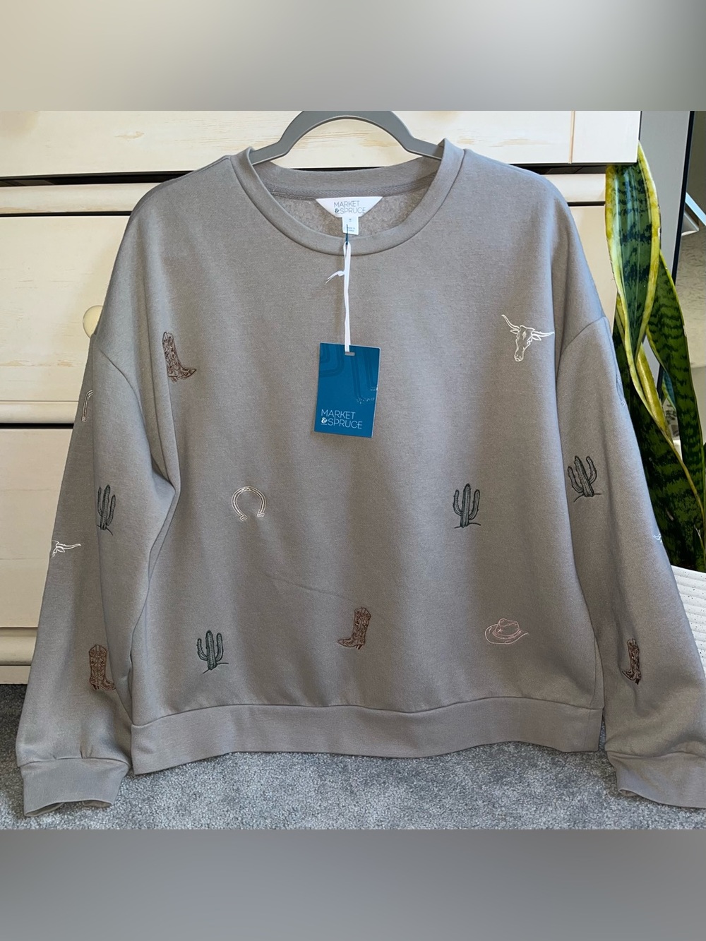 NWT Market & Spruce Embroidered Western Sweatshirt 1x